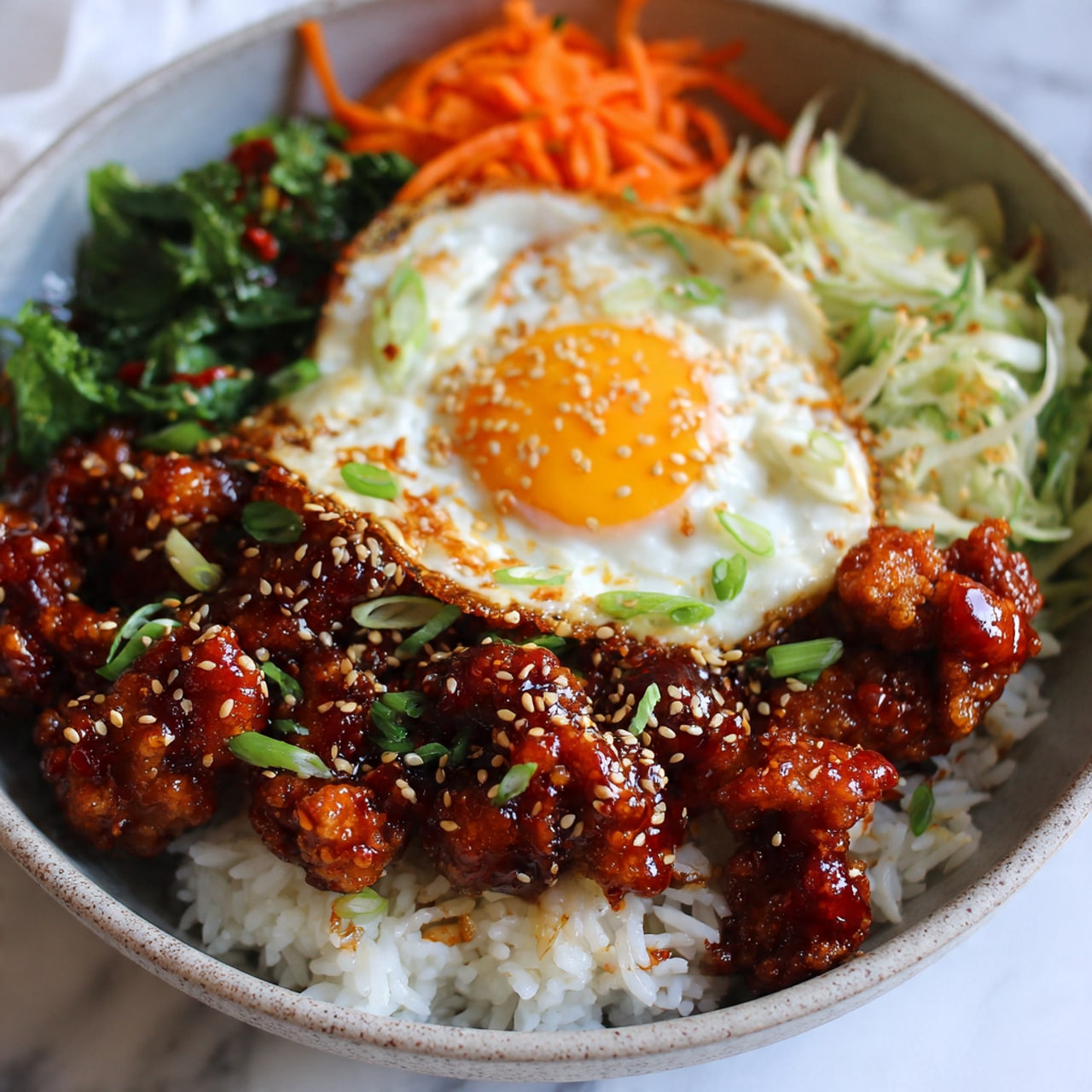 Sticky Korean Fried Chicken and Rice Bowls