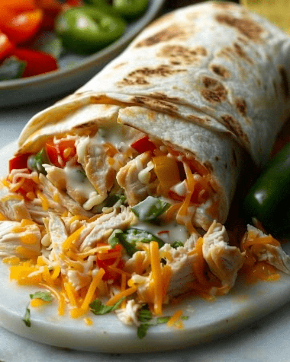 Chicken Bell Pepper Ranch Burritos