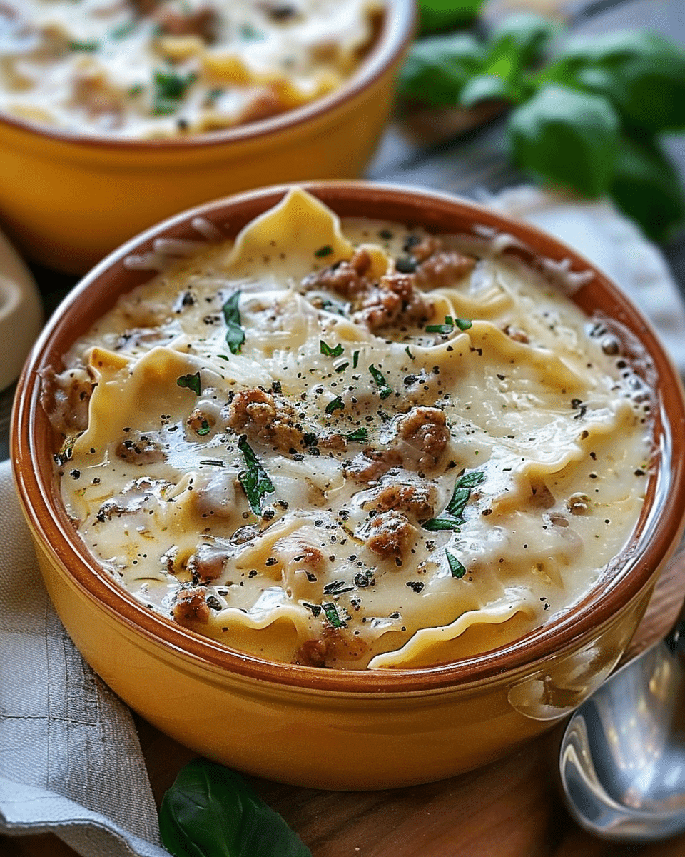 Creamy Alfredo Lasagna Soup