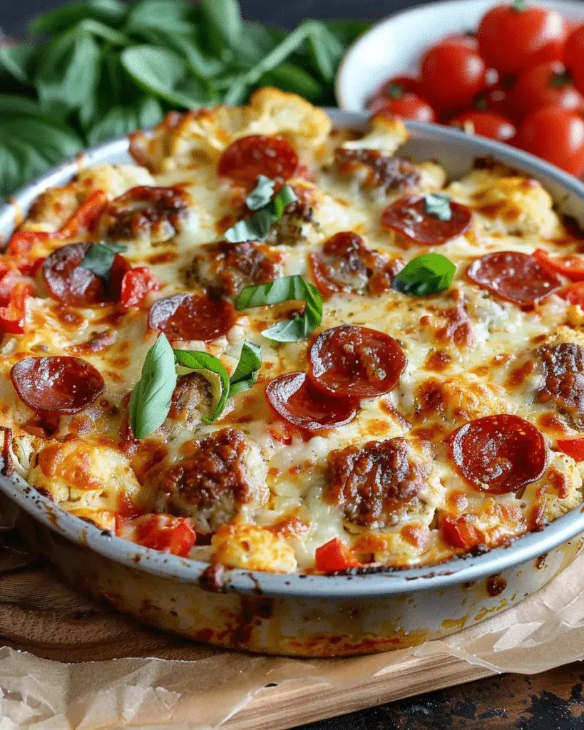 Low Carb Cauliflower Pizza Casserole