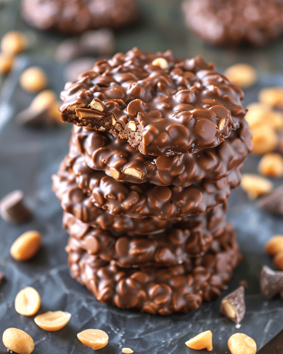 No-Bake Chocolate Peanut Butter Crunch Cookies
