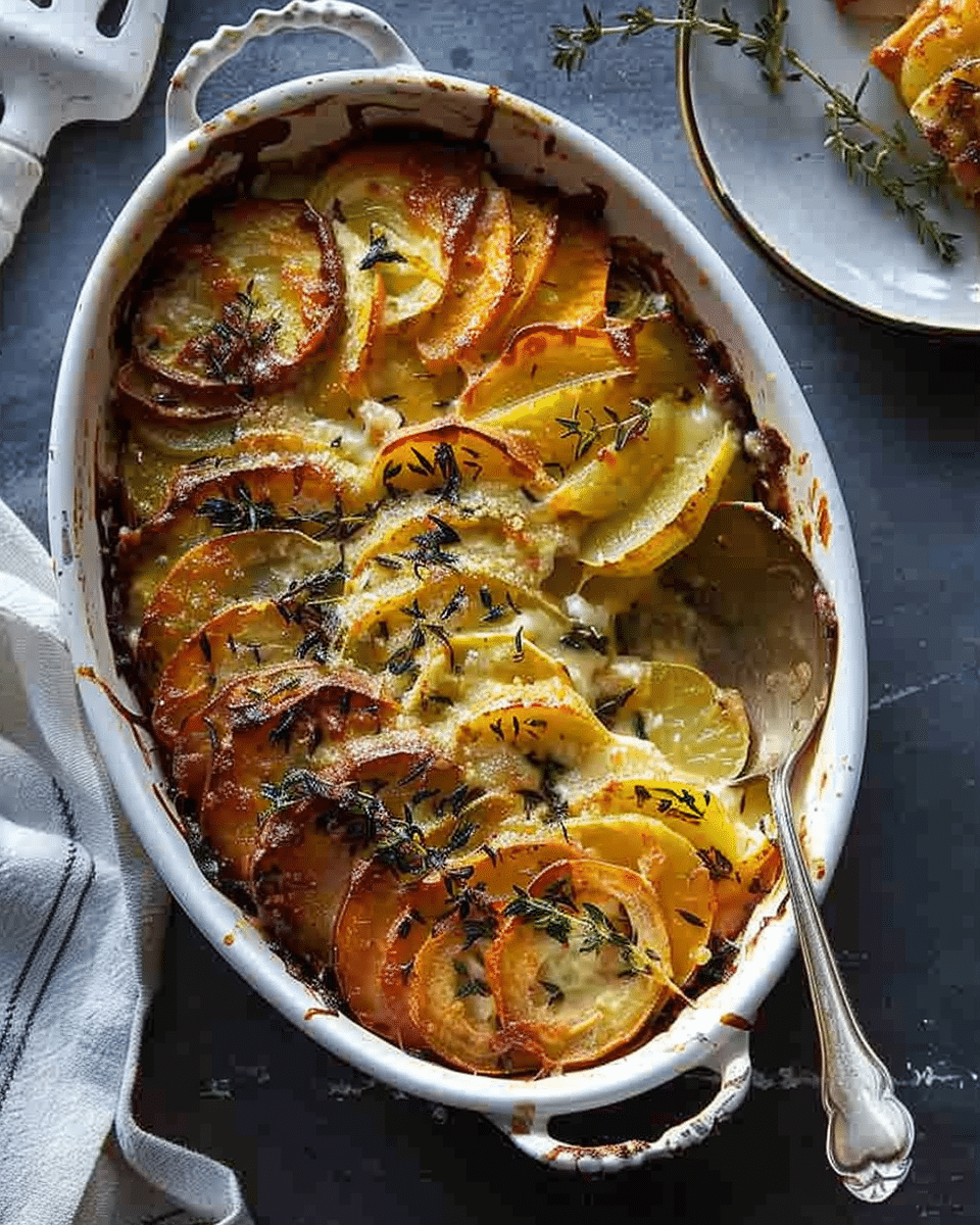 Cheesy Root Vegetable Gratin