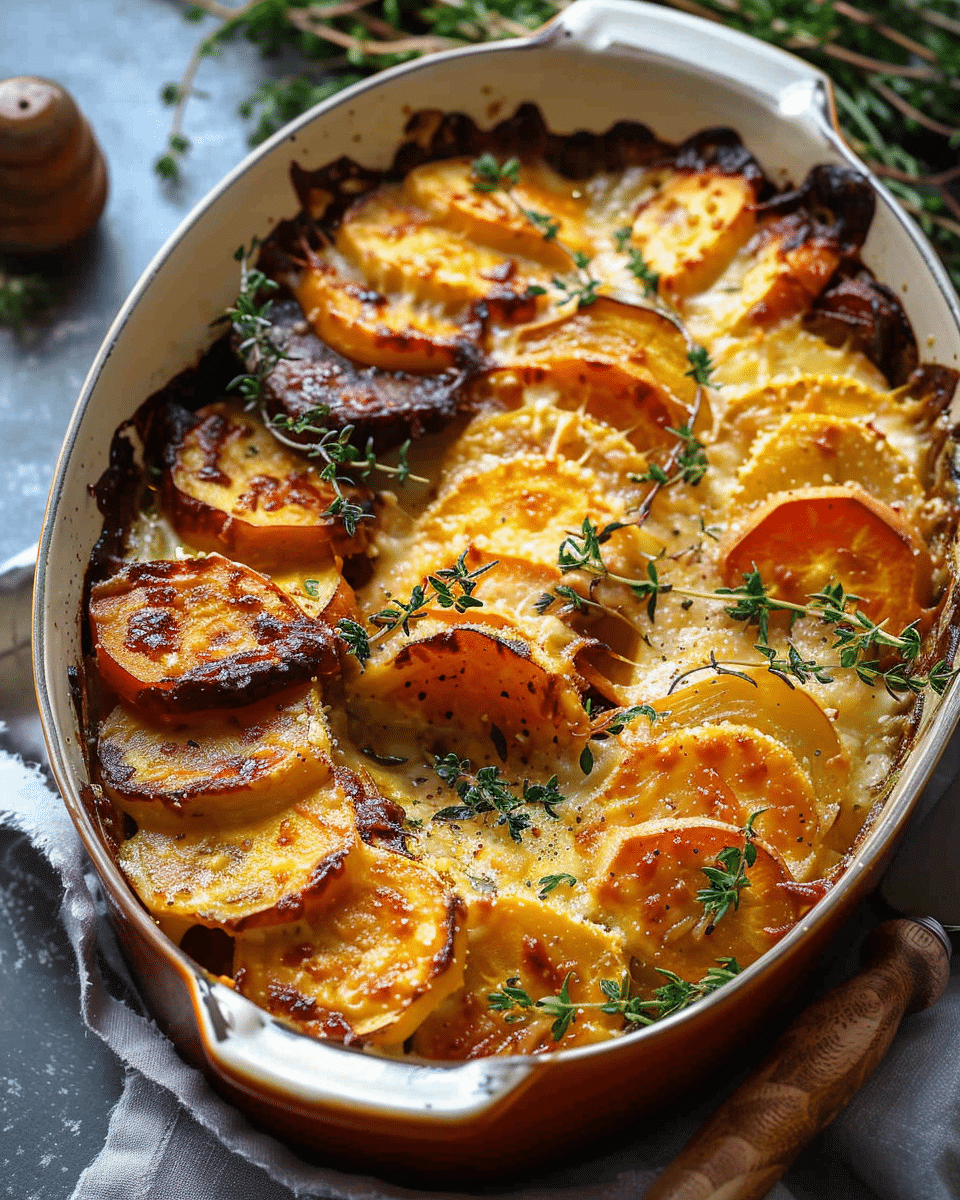 Cheesy Root Vegetable Gratin