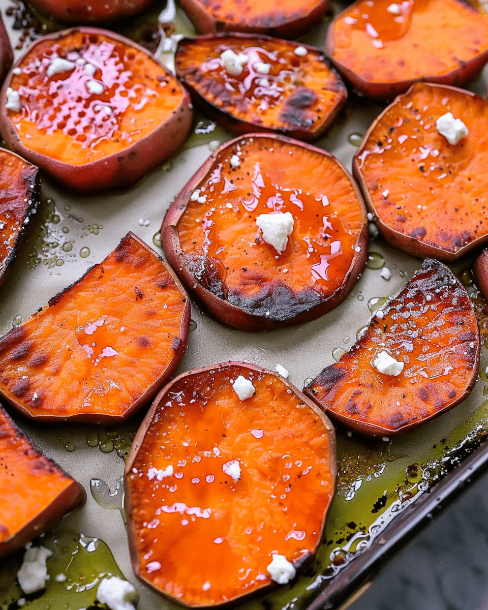 Roasted Sweet Potato Rounds with Honey & Feta