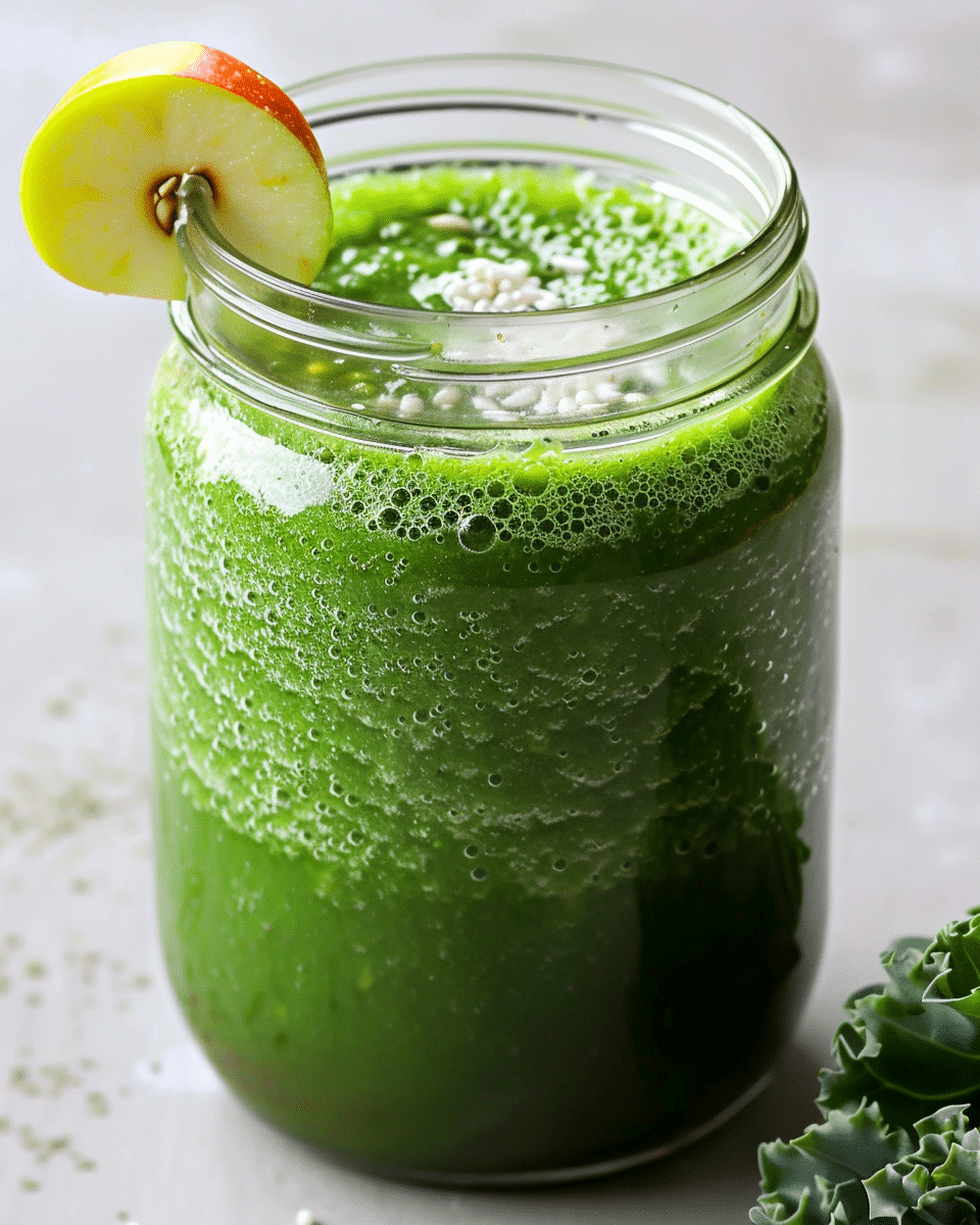 Winter Green Detox Smoothie with Apple for Liver Cleanse