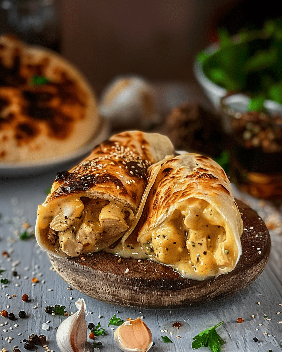 Cheesy Garlic Chicken Wraps Recipe