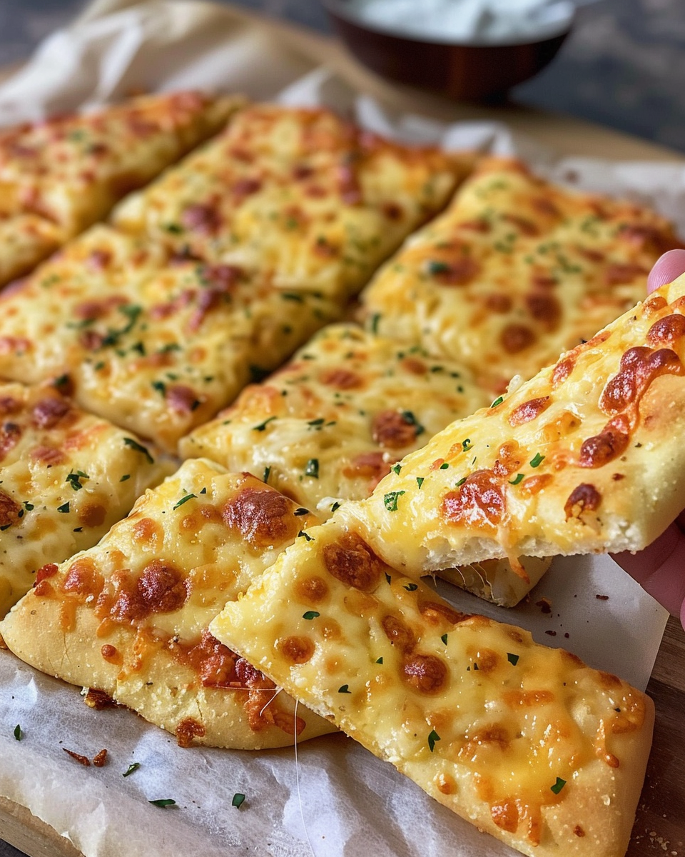 Keto Cheesy Garlic Breadsticks