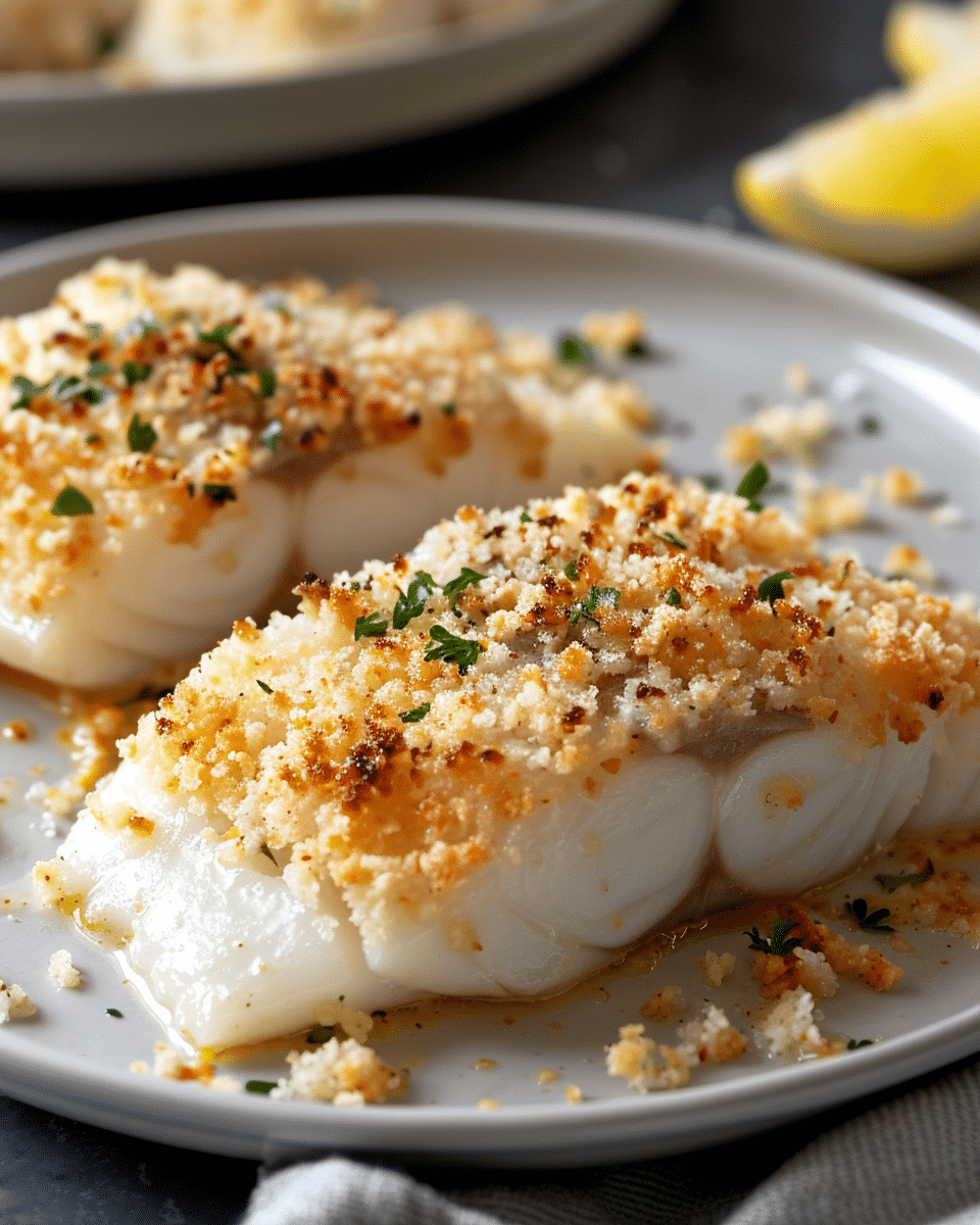 Baked White Fish With Panko Garlic Butter Crunch