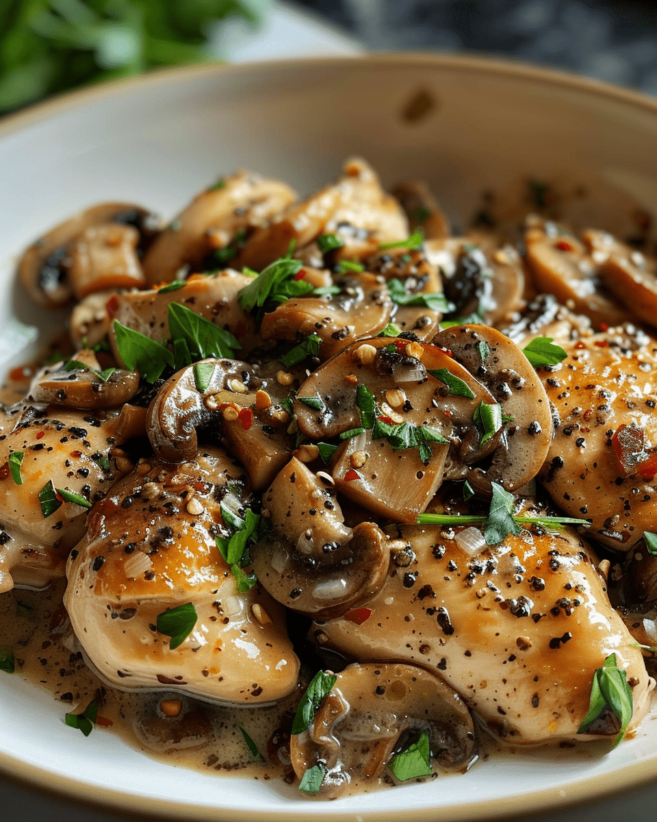 Black Pepper Chicken with Mushrooms