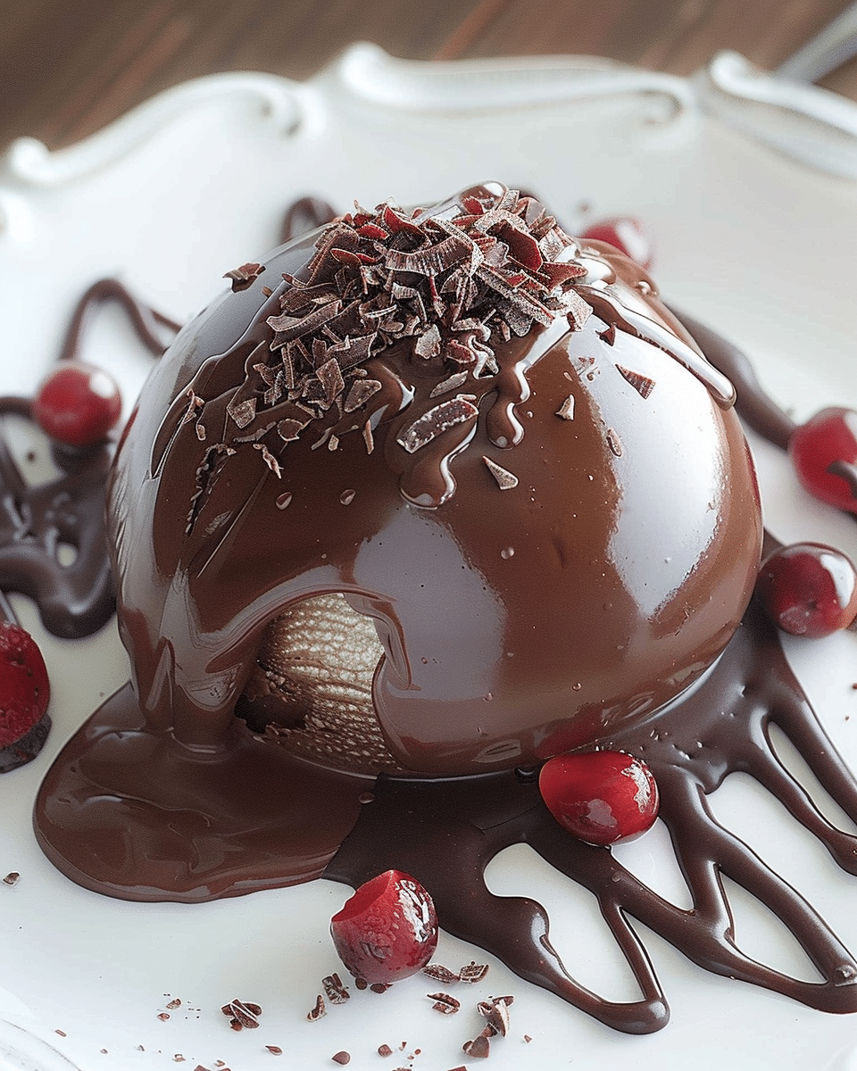 Chocolate Mousse Dome with Ganache Glaze