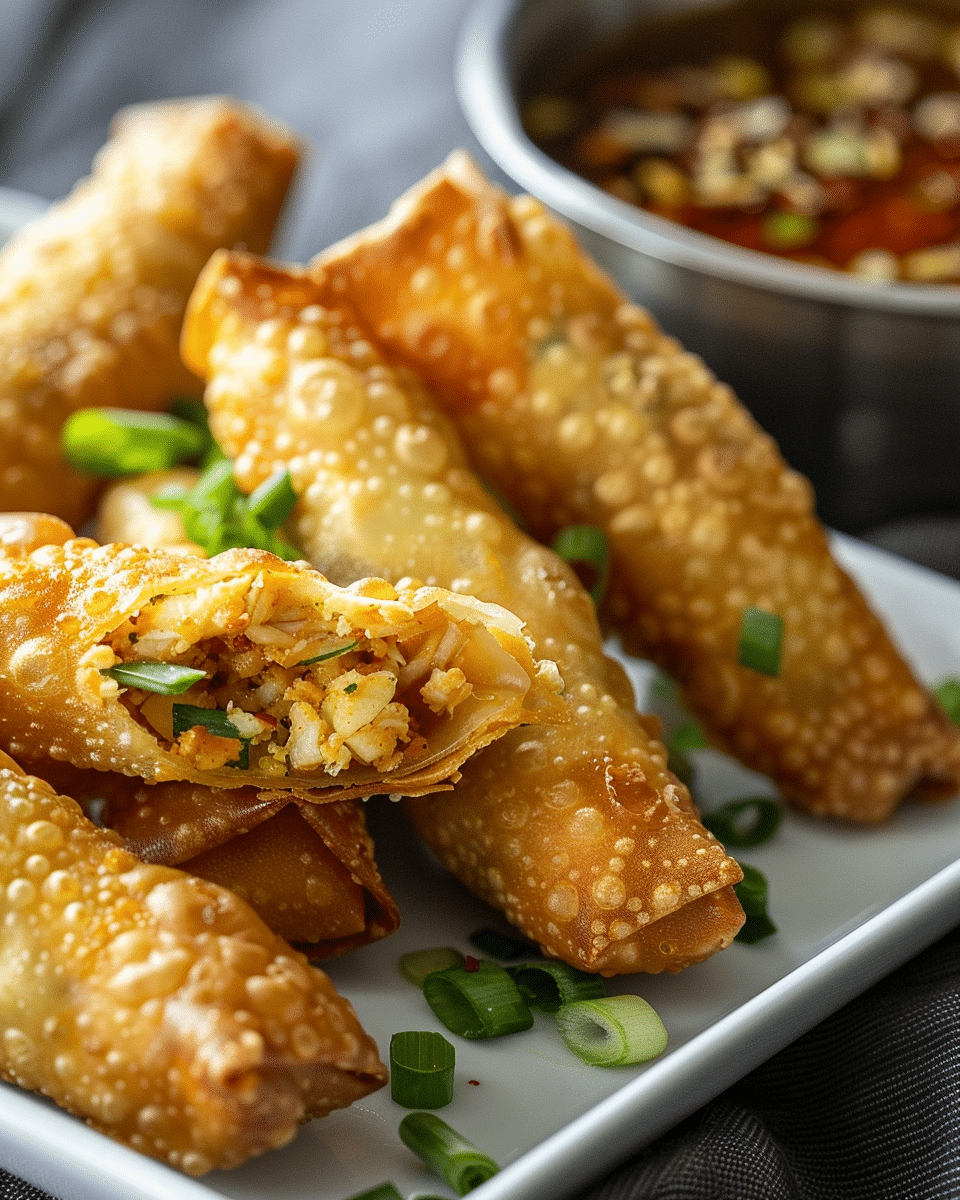 Green Chile Crab Rangoon Egg Rolls