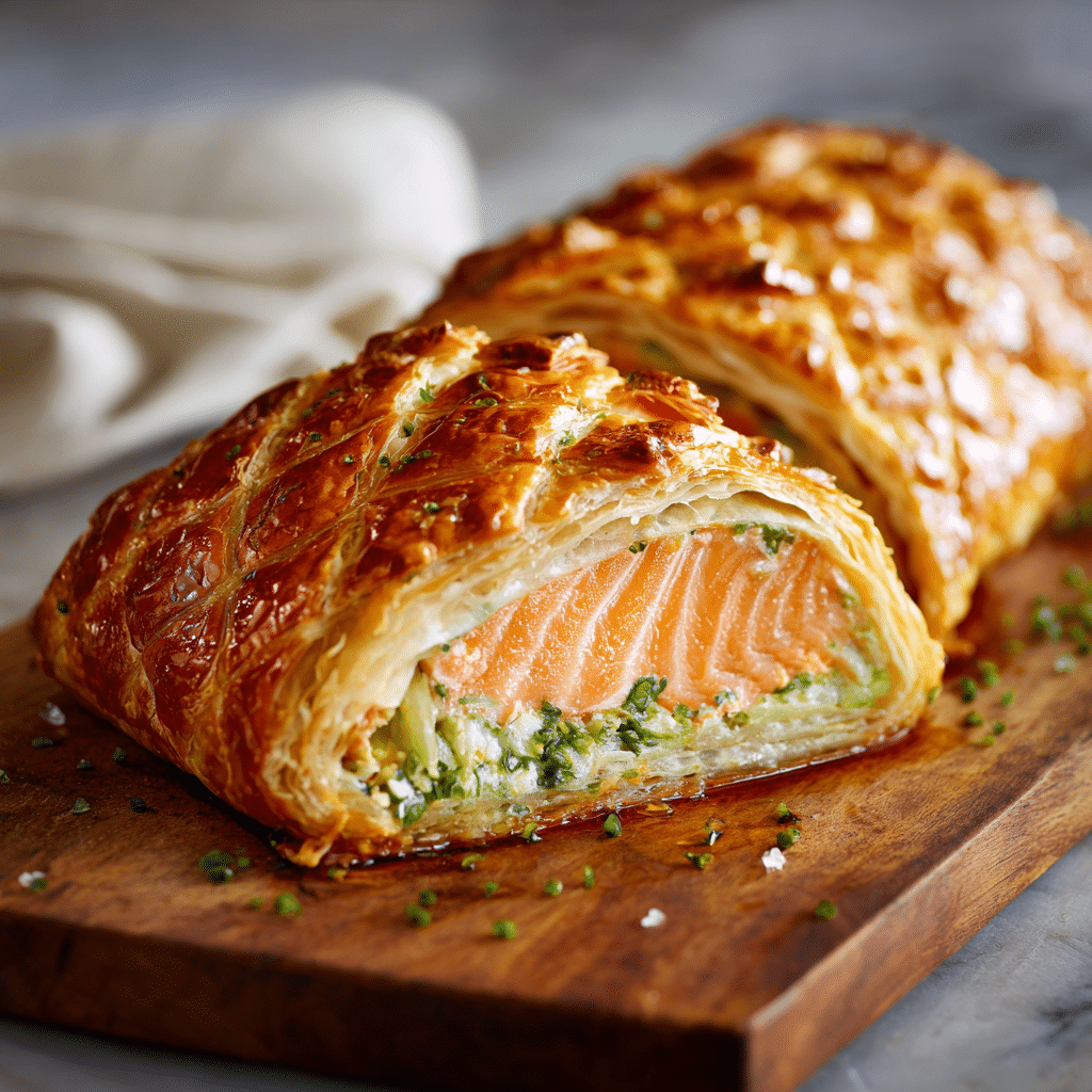 Salmon Wellington in Puff Pastry