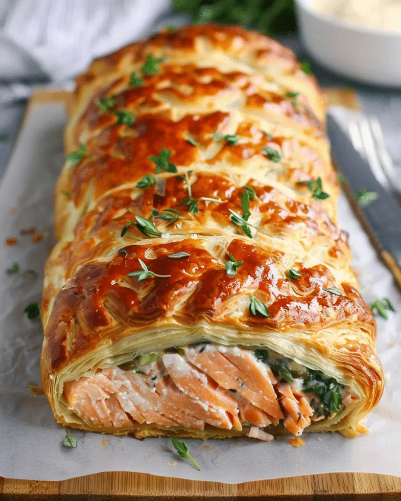 Salmon Wellington in Puff Pastry