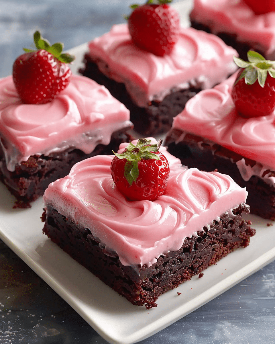Strawberry Frosted Heart-Shaped Brownies