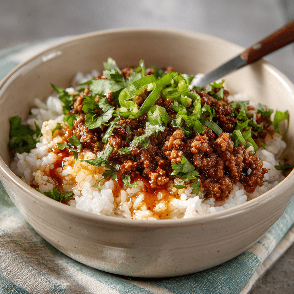 Ground Beef Hot Honey Bowl