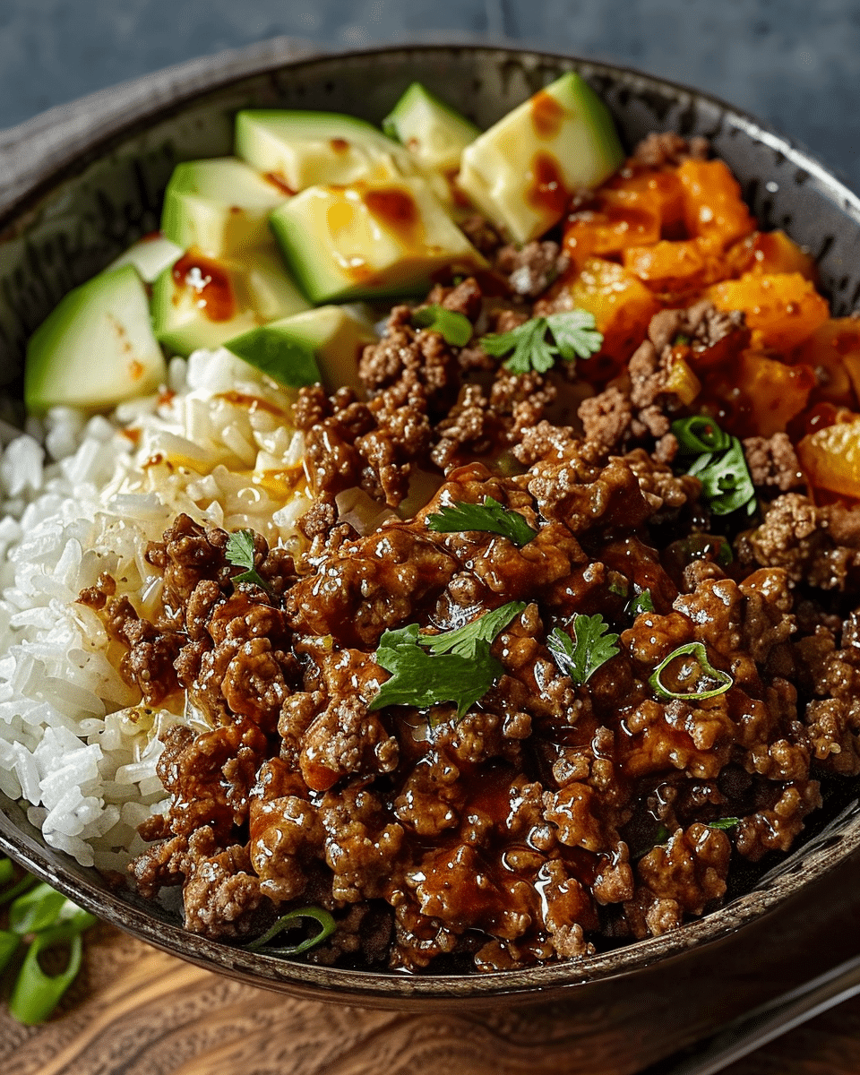 Ground Beef Hot Honey Bowl