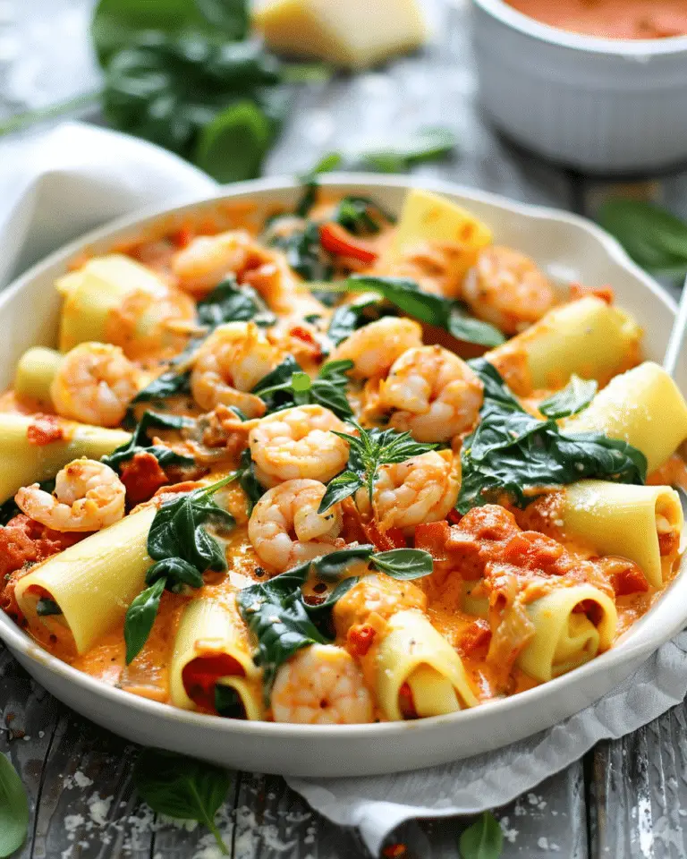 Shrimp and Spinach Stuffed Pasta Rolls with Roasted Red Pepper Cream