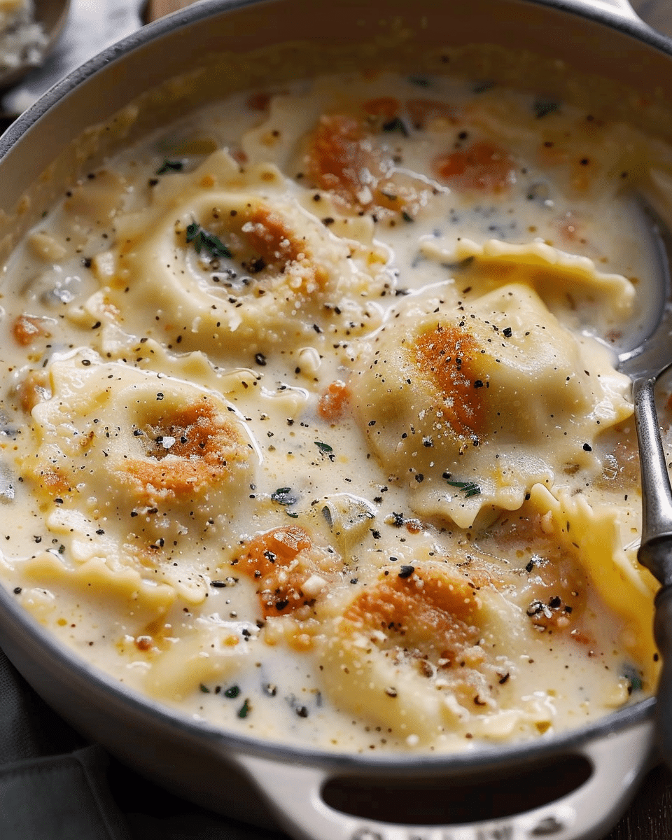 Creamy Tuscan Ravioli Soup
