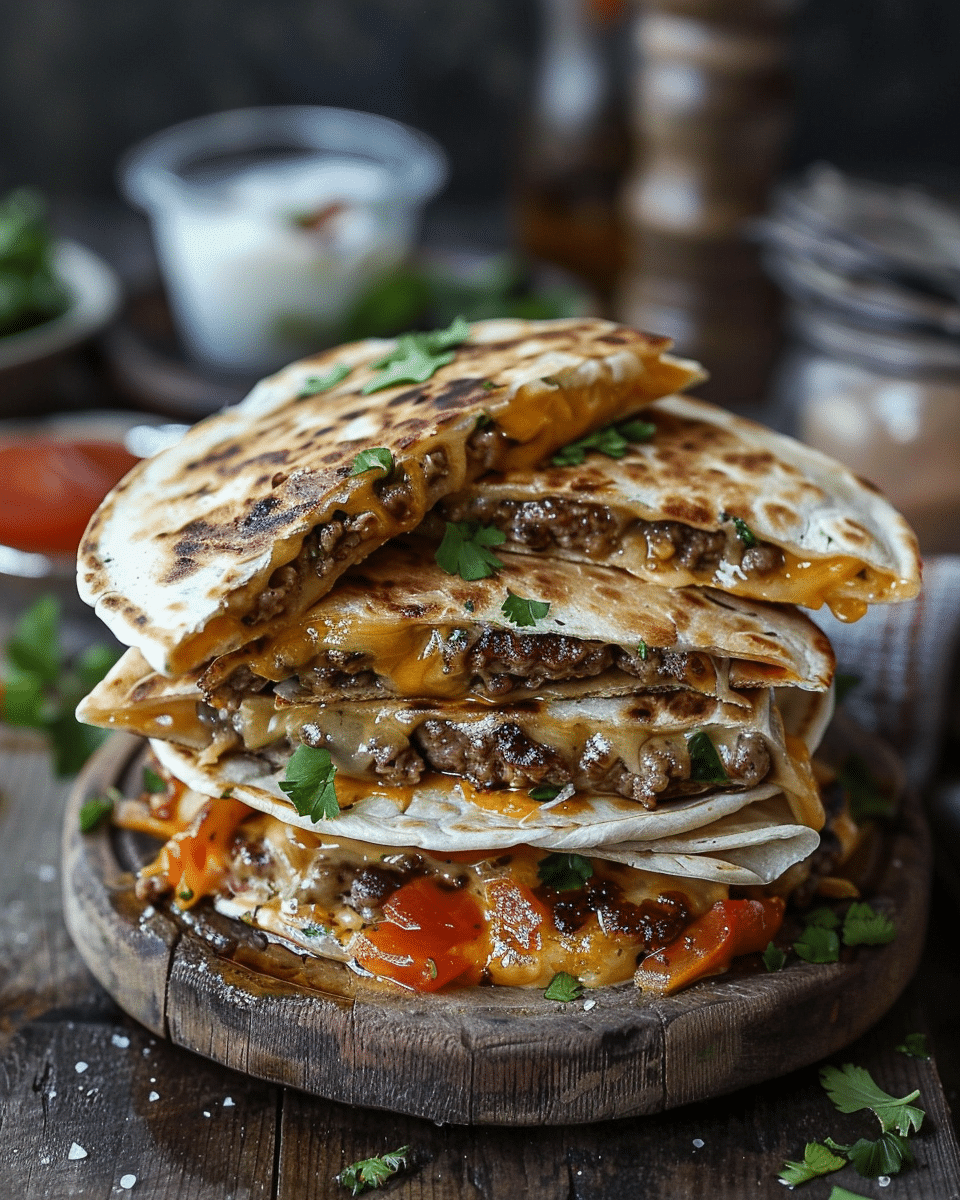 Juicy Blackstone Quesadilla Burger