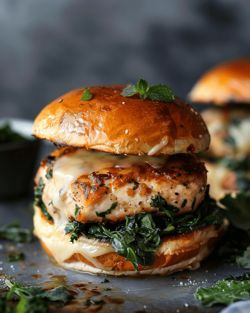White cheddar spinach chicken burgers