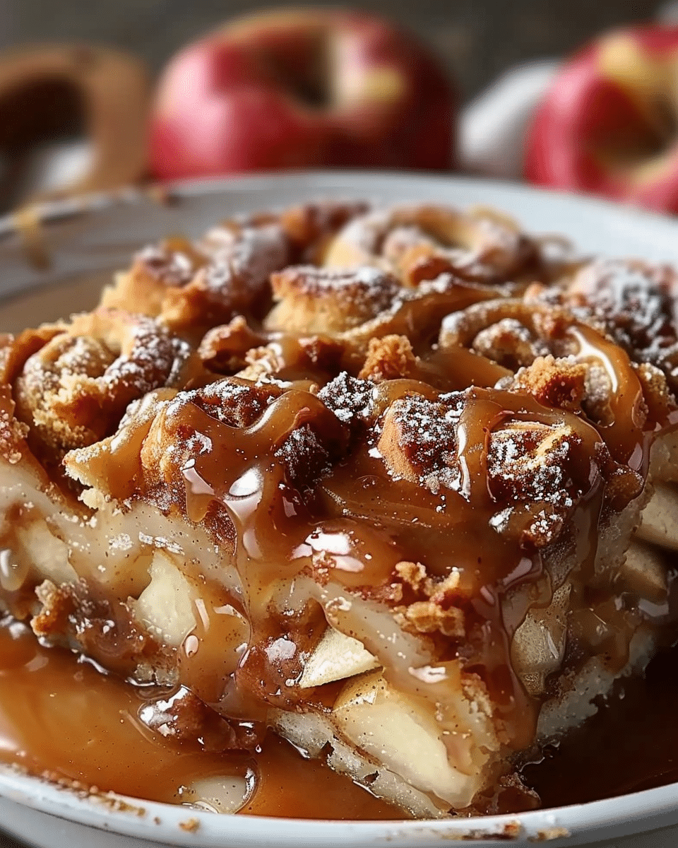 Caramel Apple Cinnamon Roll Dump Cake