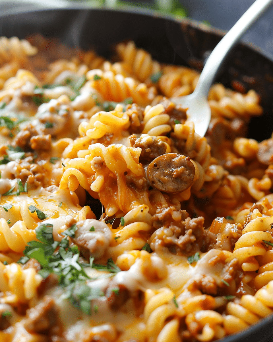 One Pot Cheesy Sausage Pasta