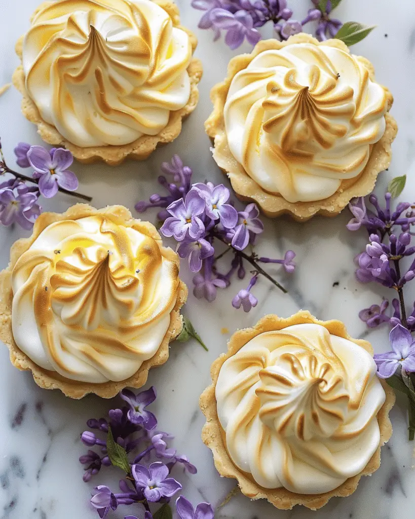 Mini Lemon Tart With Lilac Meringue : Spring Dessert