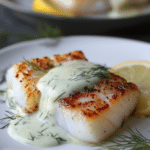 Lemon Butter Cod Cubes with Dill Cream Sauce