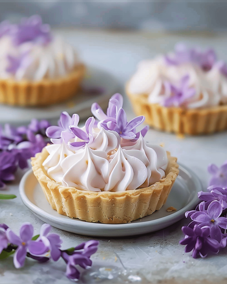 Mini Lemon Tart With Lilac Meringue : Spring Dessert