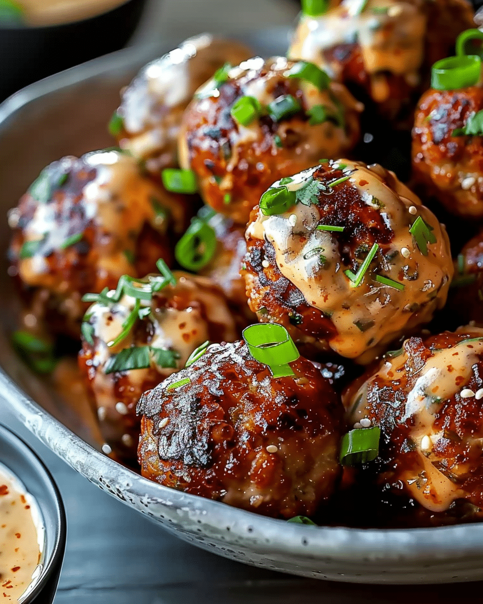 Korean BBQ Meatballs With Spicy Mayo Dip