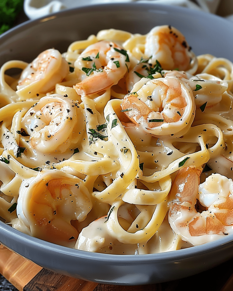 Creamy Shrimp Fettuccine Pasta With Homemade Alfredo Sauce