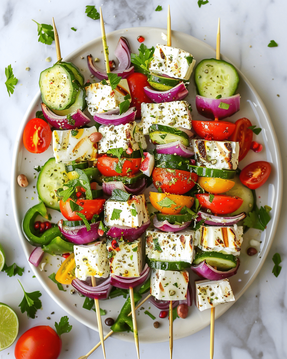 Healthy Greek Salad Skewers