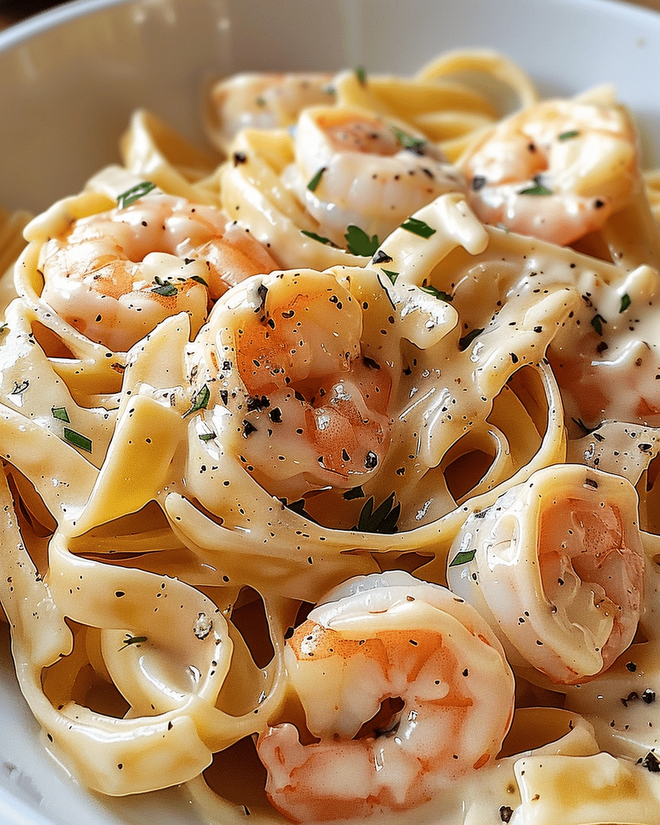 Creamy Shrimp Fettuccine Pasta With Homemade Alfredo Sauce