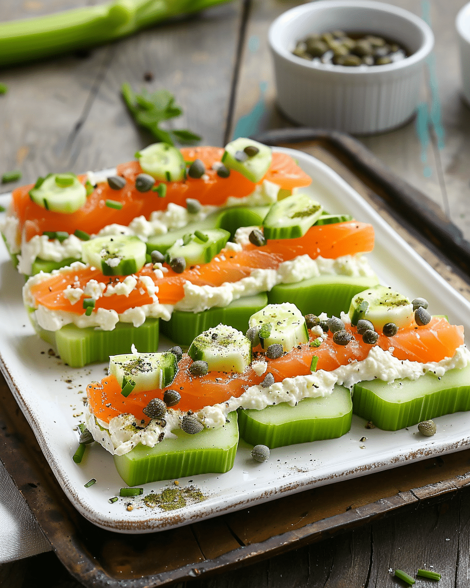 Celery Lox Boats with Cream Cheese and Capers