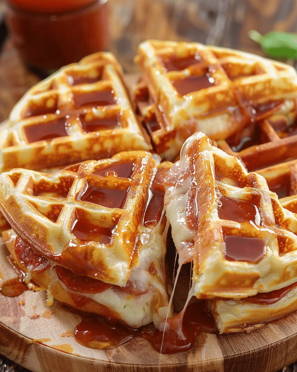 Pizza Stuffed Waffles Snacks
