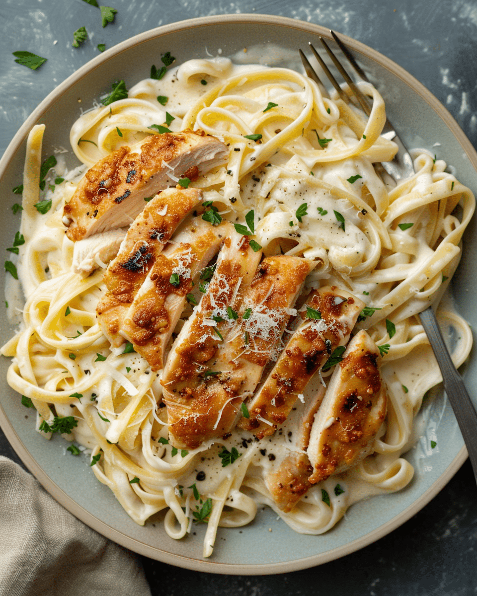 Chicken Parmesan Fettuccine Alfredo