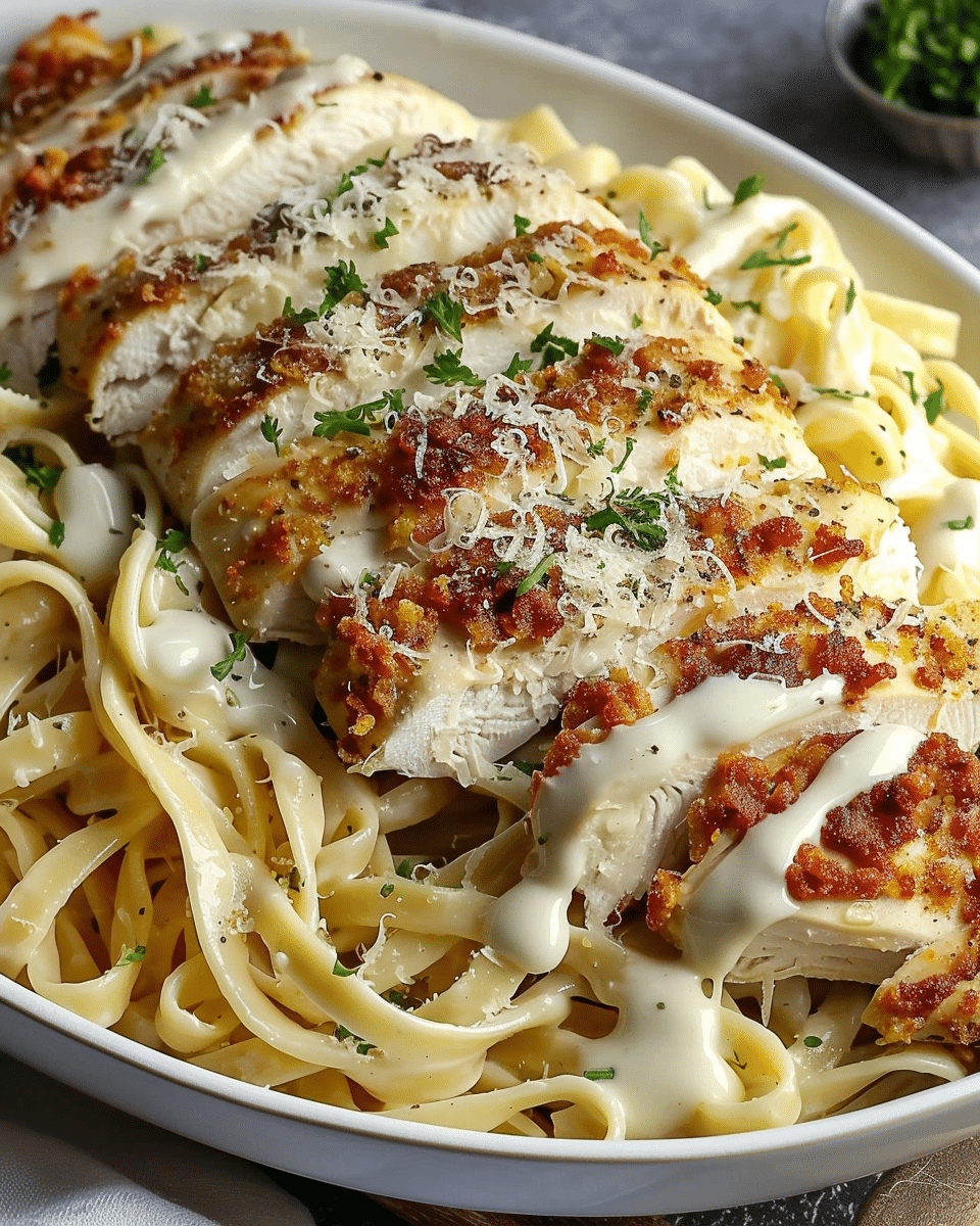 Chicken Parmesan Fettuccine Alfredo