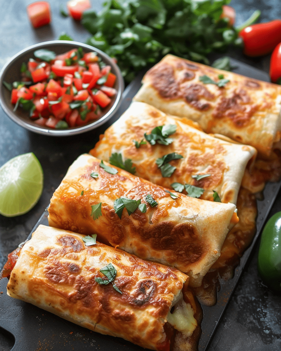 Crispy Beef and Cheese Chimichangas