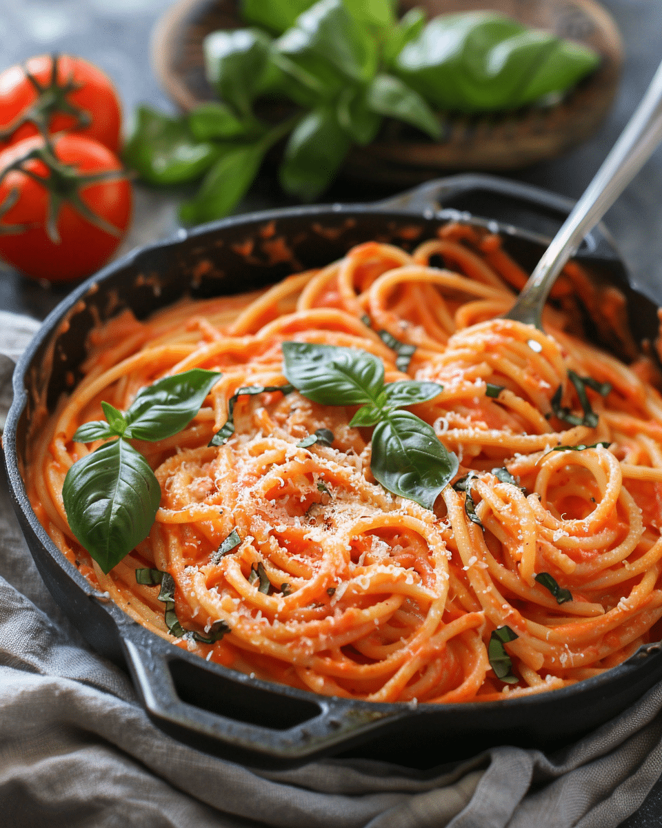 Best Ever Vegan Creamy Tomato Pasta With Vegan Parm