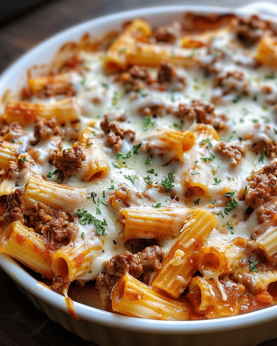 Beef Rigatoni Cheese Bake