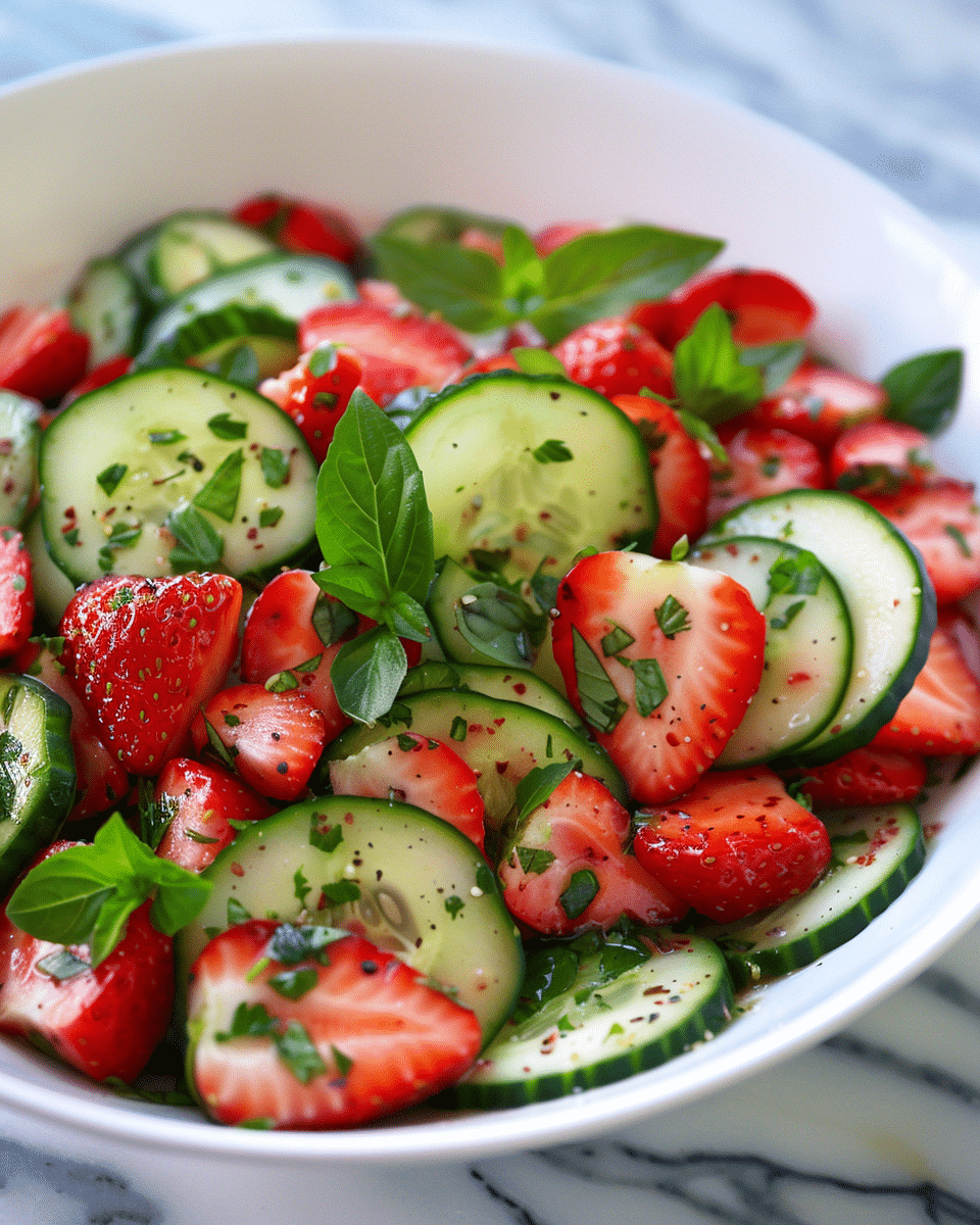Cucumber Strawberry Salad (Just 6 Ingredients)