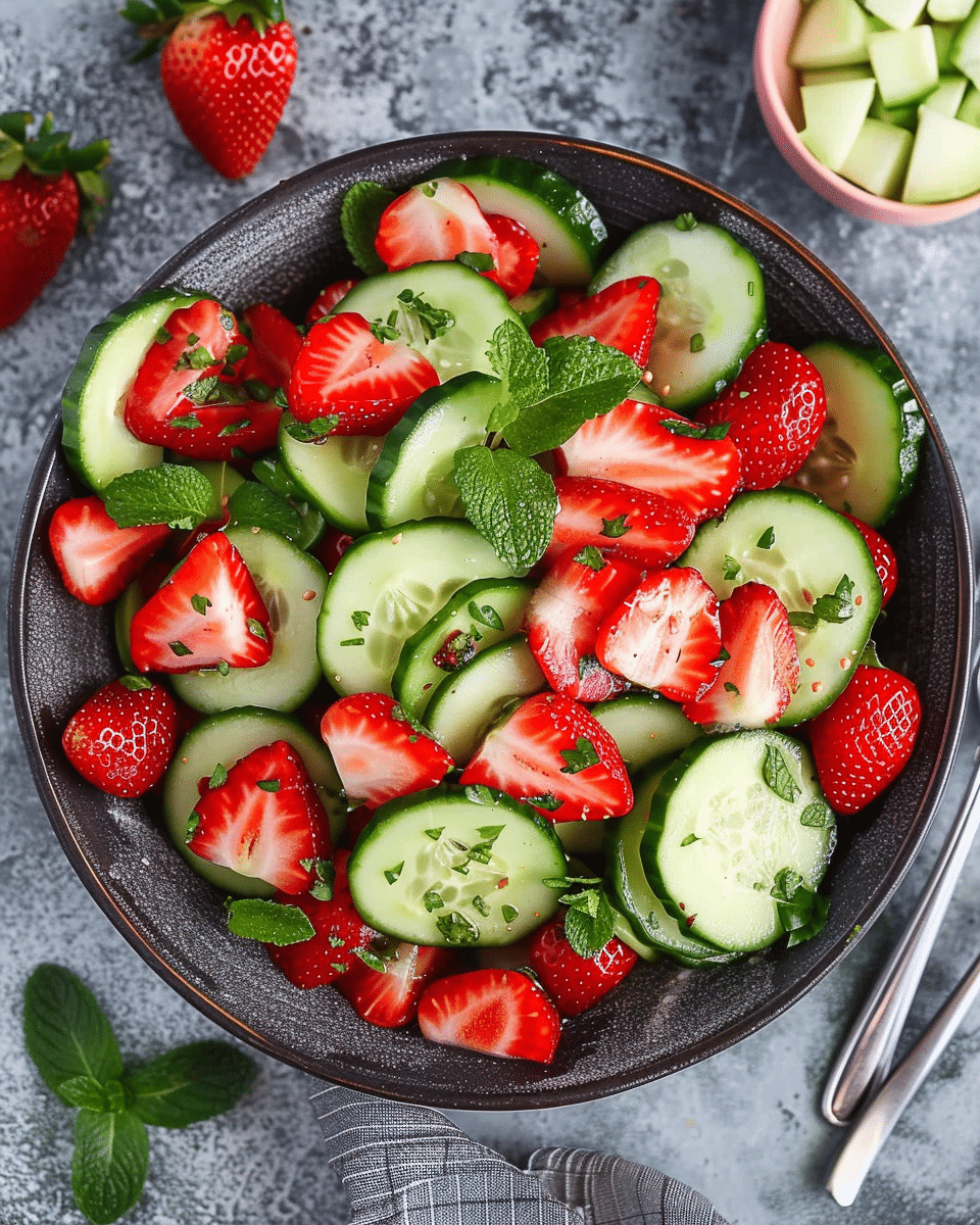 Cucumber Strawberry Salad (Just 6 Ingredients)