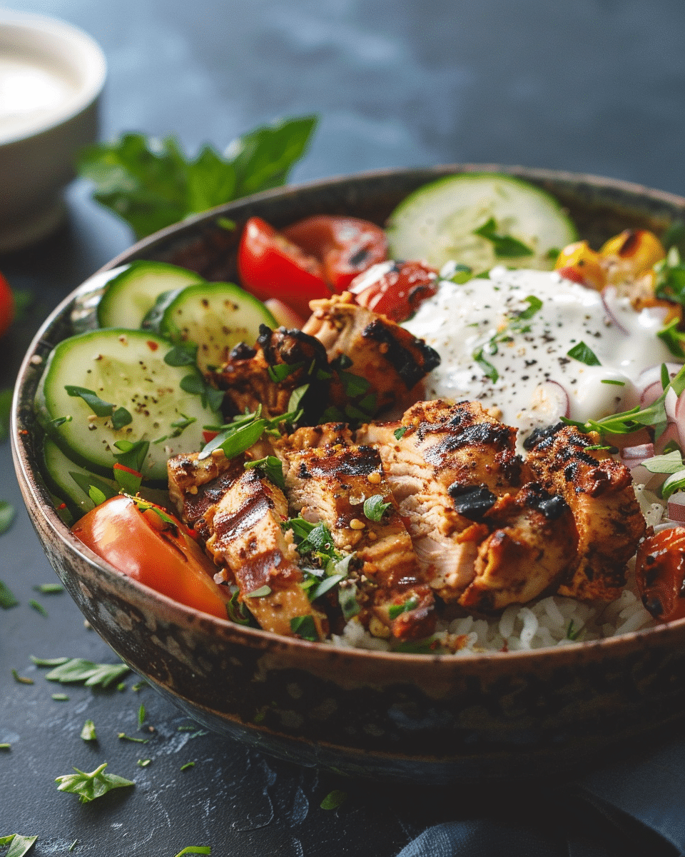 Greek Chicken Souvlaki Mediterranean Bowl