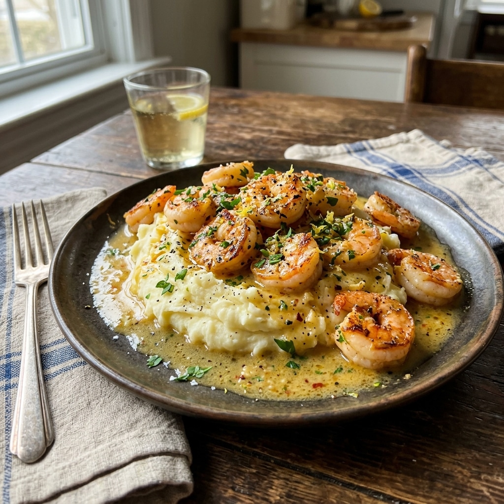 Creamy Garlic Butter Shrimp with Mashed Potatoes