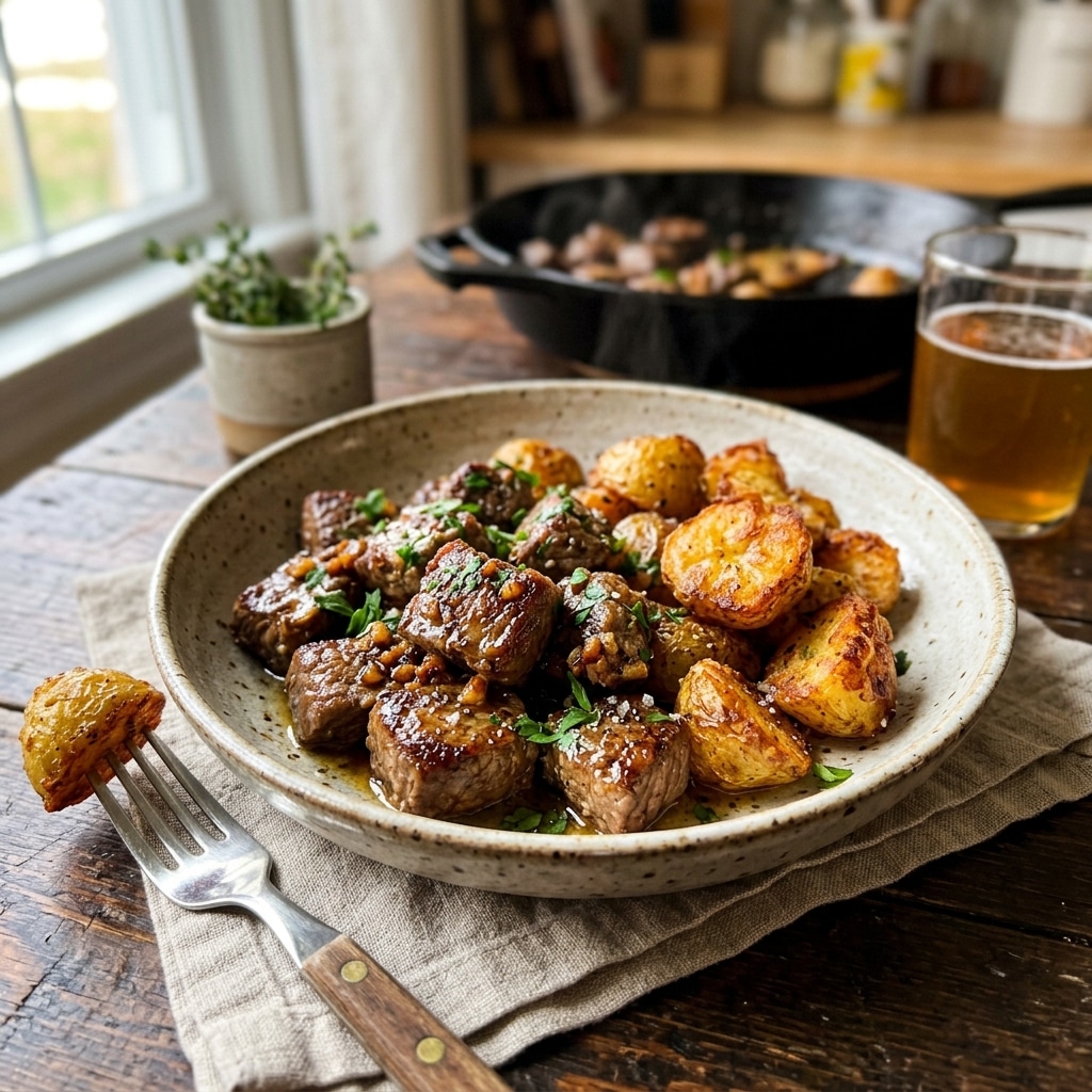Garlic Butter Steak Bites with Crispy Potatoes Recipe