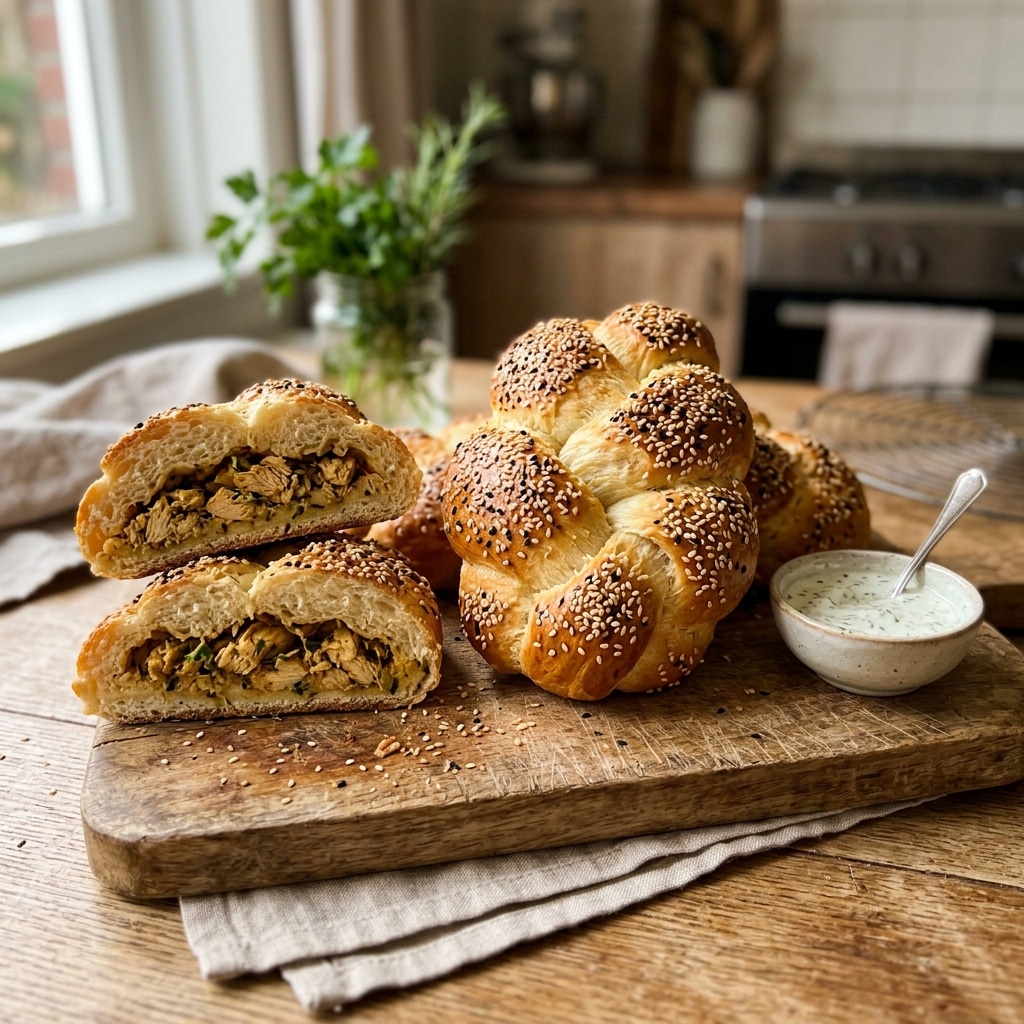 Gevlochten Sesambroodjes met Kip