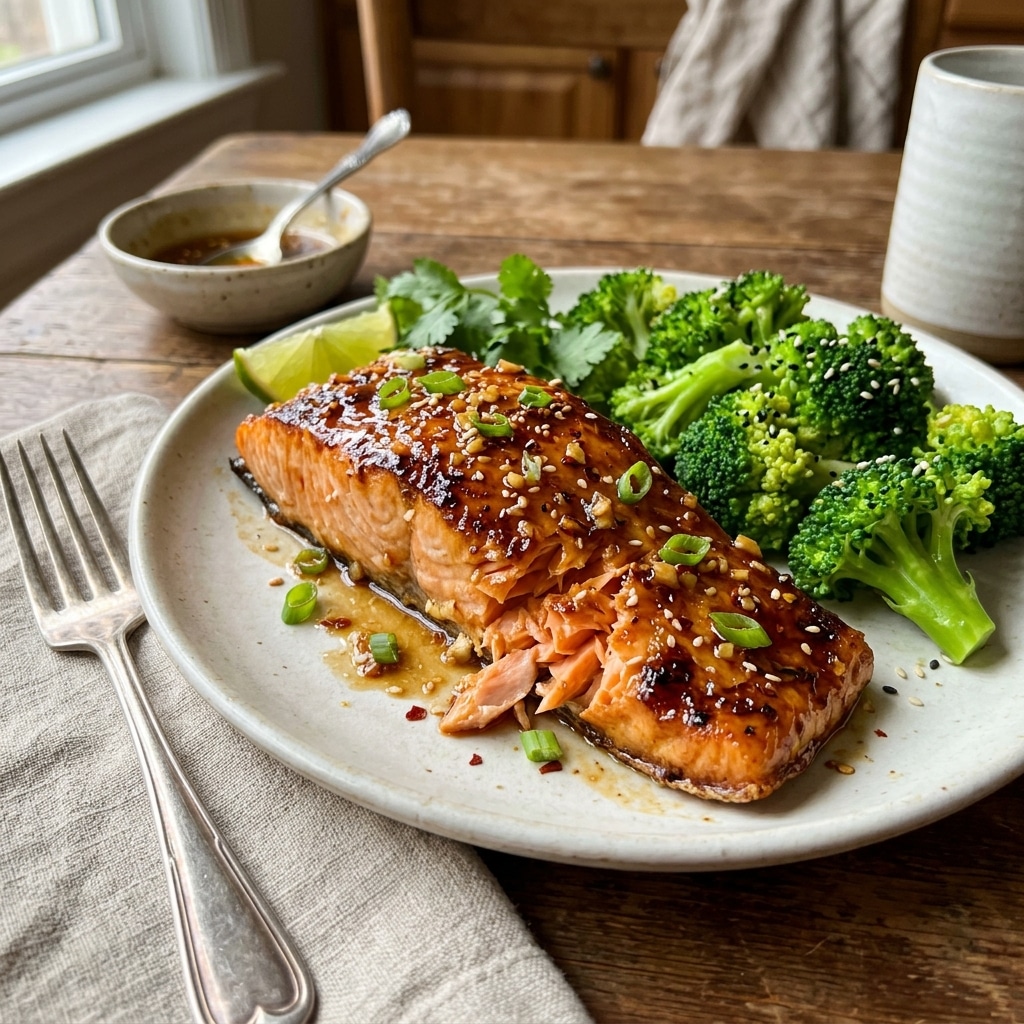 Honey Ginger Salmon with Steamed Broccoli