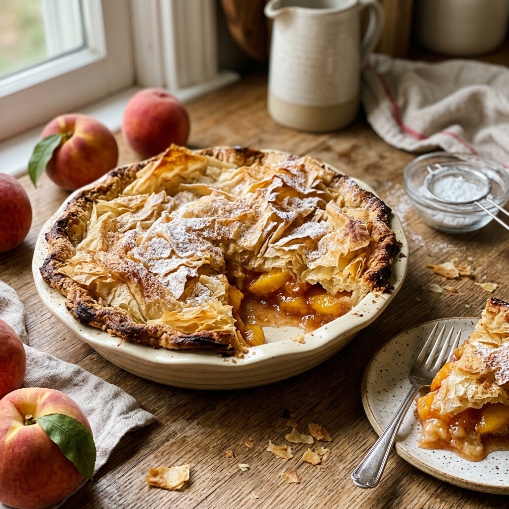 Peach Fillo Crinkle Pie