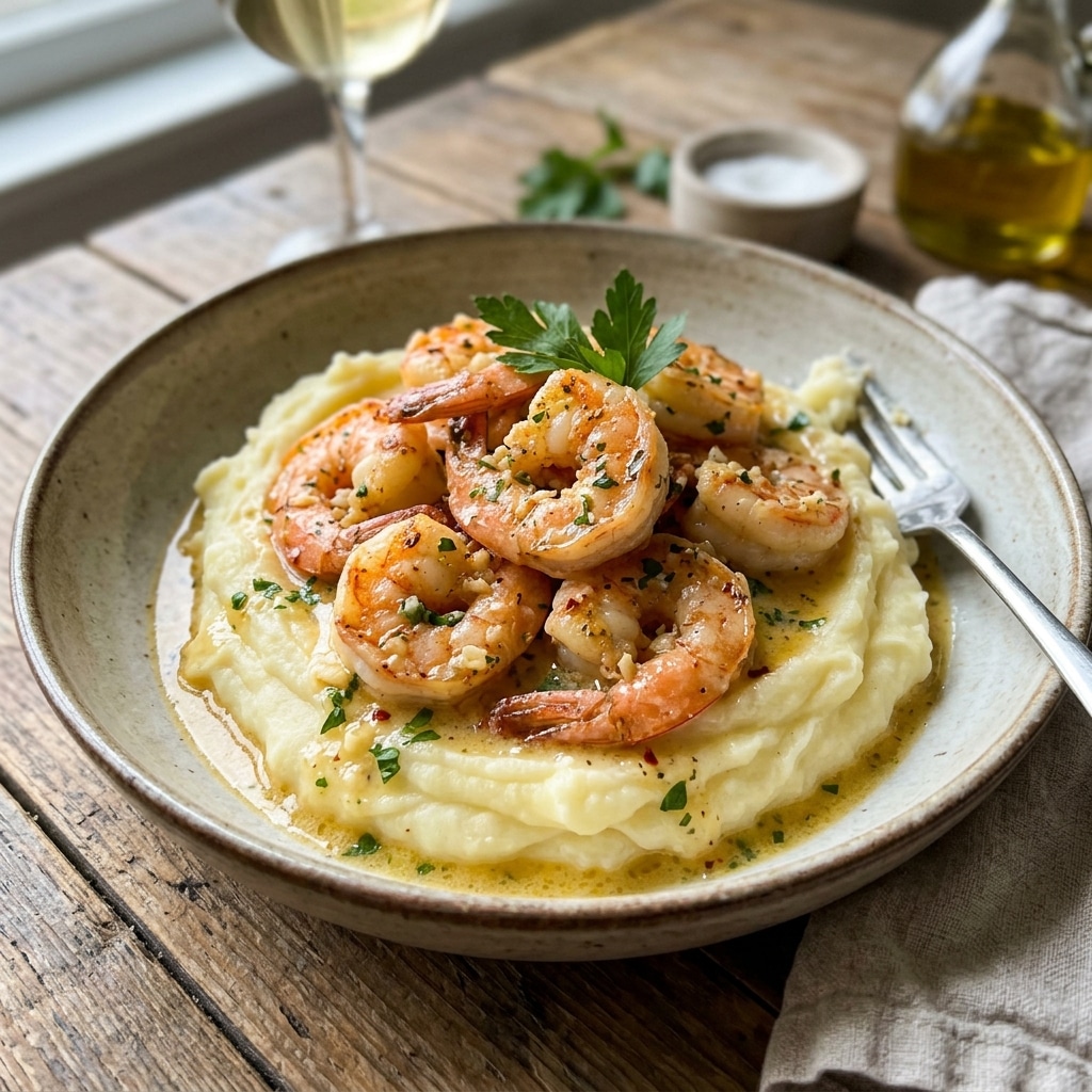 Creamy Garlic Butter Shrimp with Mashed Potatoes