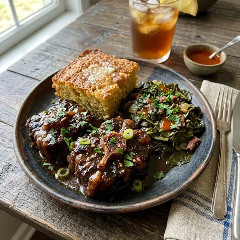 SOUL PLATE- SMOKED OXTAIL, CORNBREAD N GREENS